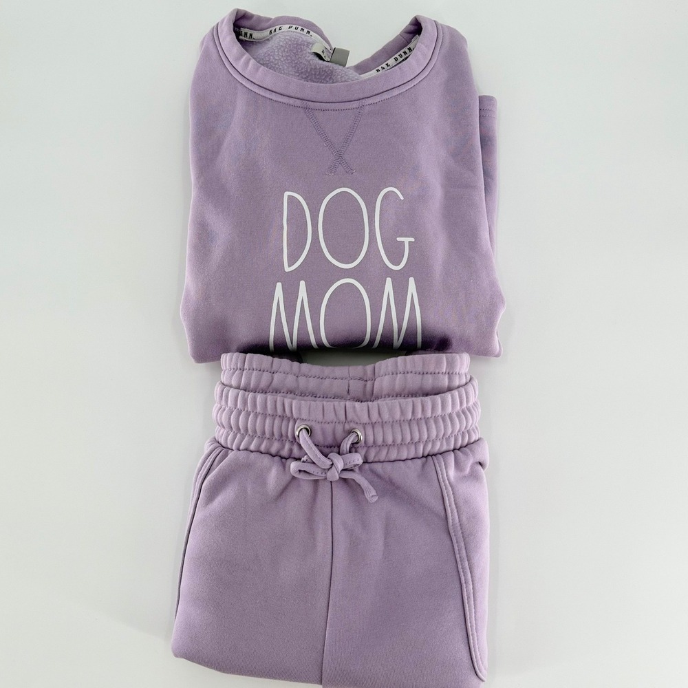 RAE DUNN Dog Mom Lavender Purple Sweatshirt and Joggers Lounge Set XL